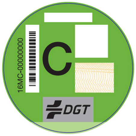 Etiqueta ambiental de la DGT - C en color verde