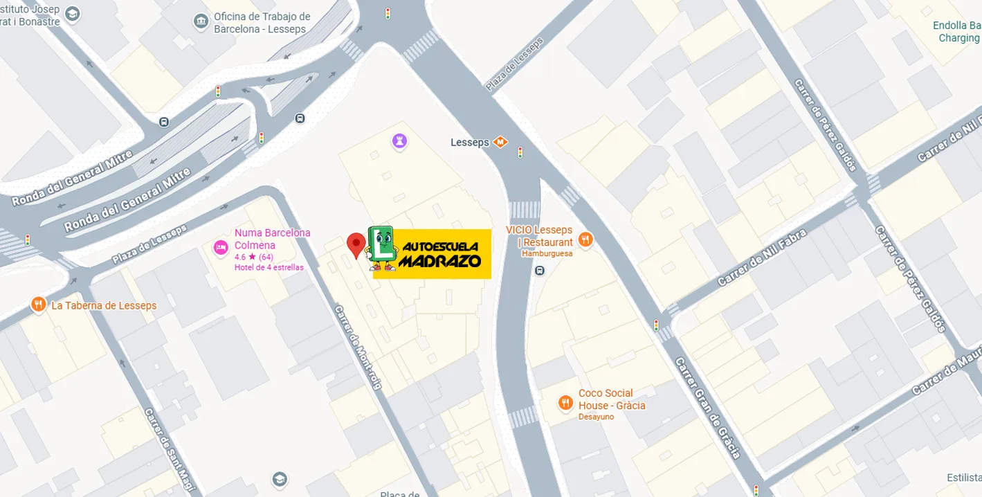 MAPA AUTOESCUELA EN BARCELONA EN GENERAL MITRE