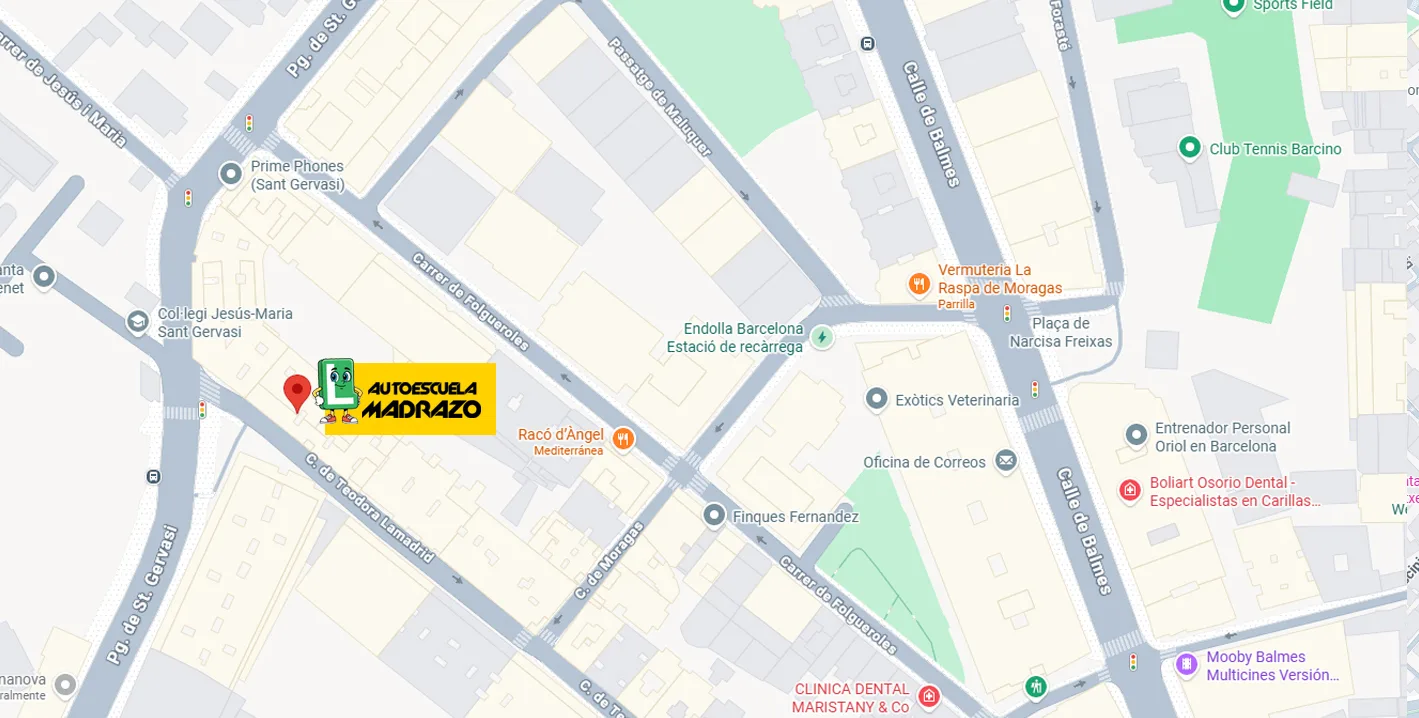 MAPA AUTOESCUELA EN BARCELONA LA TEODORA MADRID