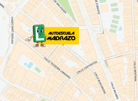 MAPA AUTOESCUELA EN BARCELONA LA TEODORA MADRID