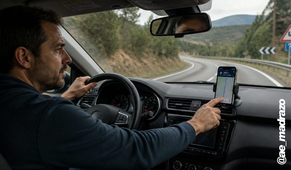 Conducir mirando el móvil o el GPS