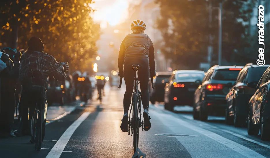 Cambio completo de carril para adelantar ciclistas