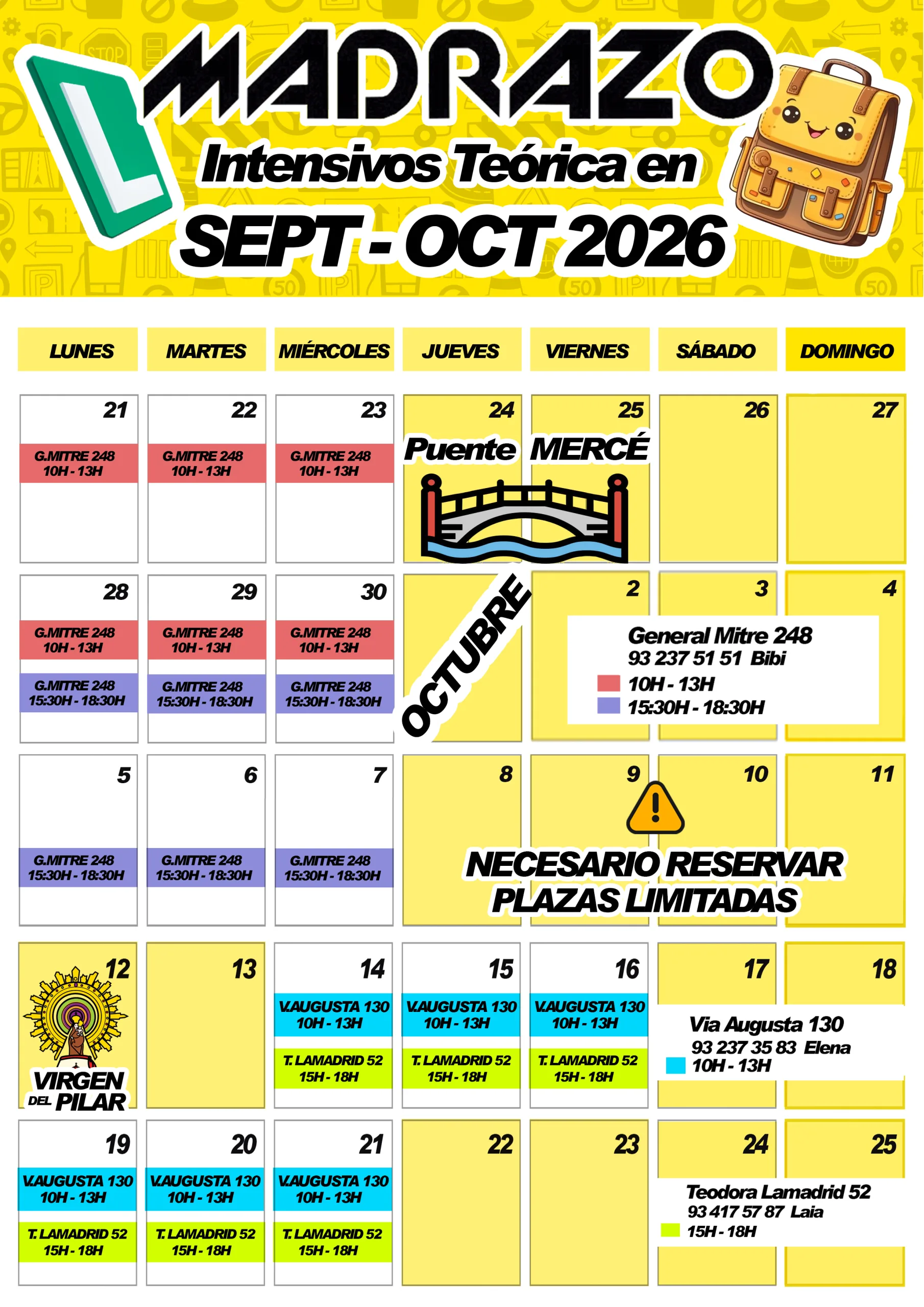 Intensivos teóricos en Barcelona para aprender a conducir SEPTIEMBRE y OCTUBRE 2026