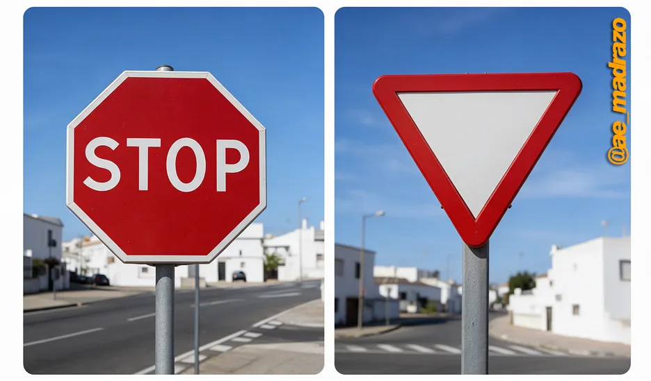 Diferencia entre las señales de STOP y Ceda el Paso