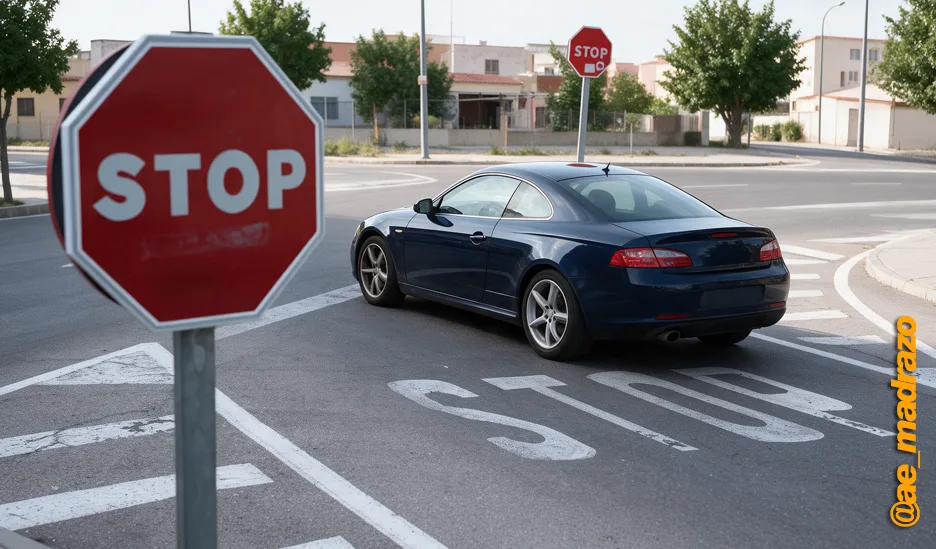 Errores señal de STOP línea detención del examen práctico de conducir